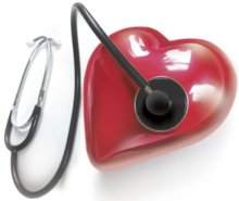 Illustration of a heart and a stethoscope