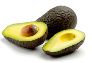 A whole and a sliced avocado