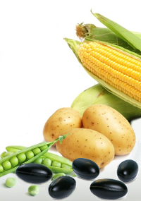 Corn, potatoes, peas and Q10 Green phytocapsules.